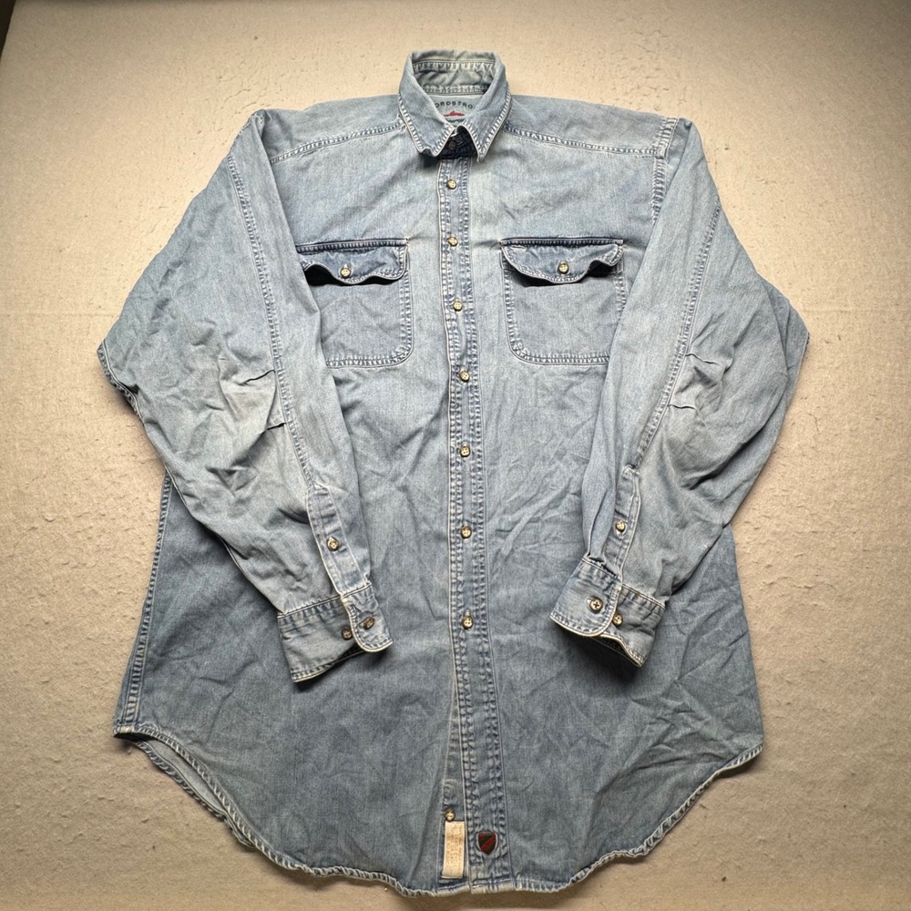 Nordstrom Denim Shirt Mens L Blue The Natural Style Long Sleeve Button Down